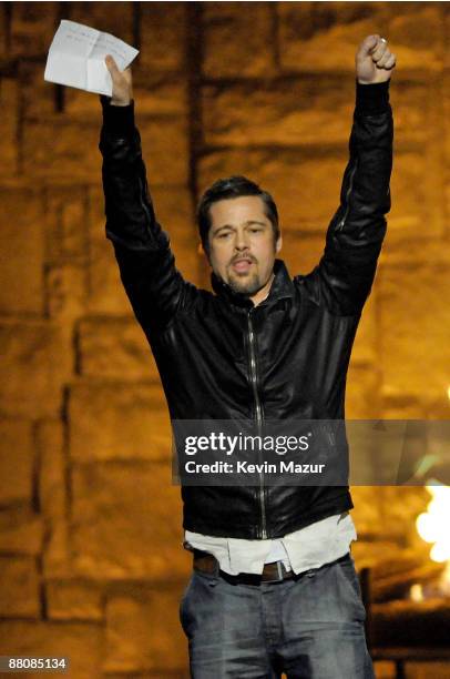 Actor Brad Pitt onstage at Spike TV's 2009 "Guys Choice Awards" held at the Sony Studios on May 30, 2009 in Los Angeles, California.