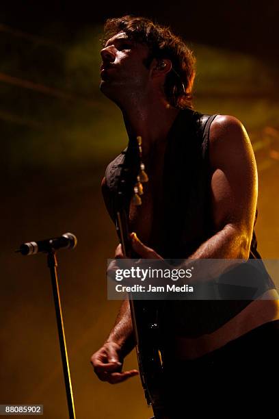 Leonardo de Lozzane of the music group Fobia performs at the festival Musica por la Tierra in Huatulco beaches on May 29, 2009 in Huatulco, Mexico.