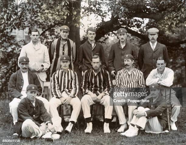 The Kent County cricket team, circa 1901. Left to right, back row: Sammy Day, Ted Dillon, Colin Blythe, Joe Murrell and Walter Hearne; middle row:...