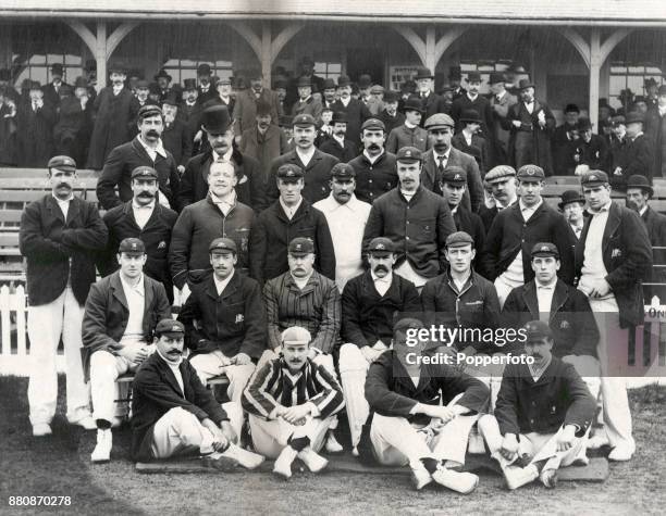 The Australian cricket team and the Essex County cricket team prior to their match at Leyton, circa May 1902. The match ended in a draw after it was...