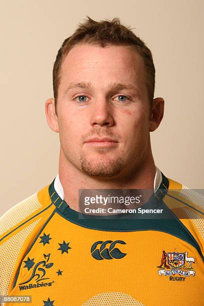 Richard Brown of the Wallabies poses during the Australian Wallabies squad headshots session at Crown Plaza, Coogee on May 31, 2009 in Sydney,...