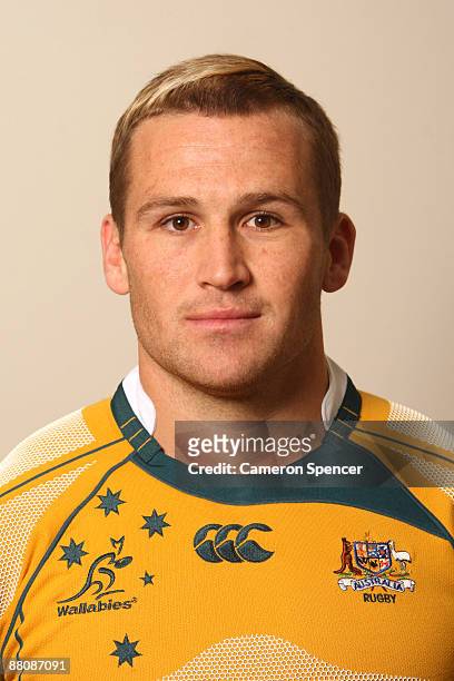 Matt Giteau of the Wallabies poses during the Australian Wallabies squad headshots session at Crown Plaza, Coogee on May 31, 2009 in Sydney,...