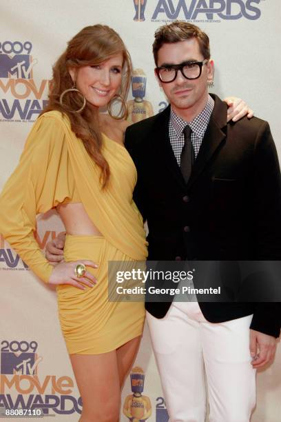 Canada hosts, Jessi Cruickshank and Dan Levy arrive at the 2009 MTV Movie Awards held at the Gibson Amphitheatre on May 31, 2009 in Universal City,...