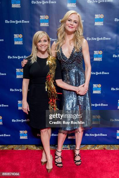 Reese Witherspoon and Nicole Kidman attend the 2017 IFP Gotham Awards at Cipriani Wall Street on November 27, 2017 in New York City.