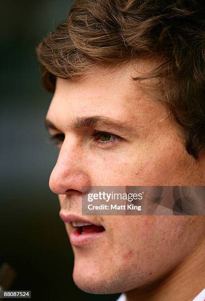 Luke Burgess speaks to the media during an Australian Wallabies media session at Coogee Oval on June 1, 2009 in Sydney, Australia.