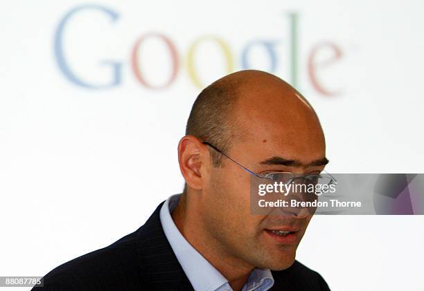 Google Australia General Manager Karim Temsamani talks during the opening of the new Sydney headquarters of internet search engine Google Australia...