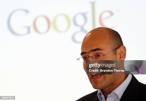 Google Australia General Manager Karim Temsamani talks during the opening of the new Sydney headquarters of internet search engine Google Australia...