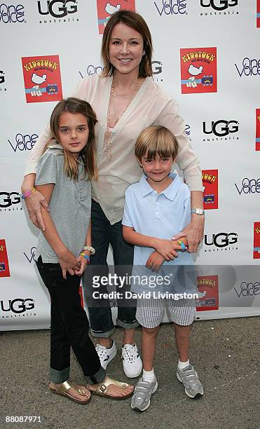 Actress Christa Miller and her children Charlotte and William attend the 3rd annual Kidstock Music and Art Festival at Greystone Mansion on May 31,...