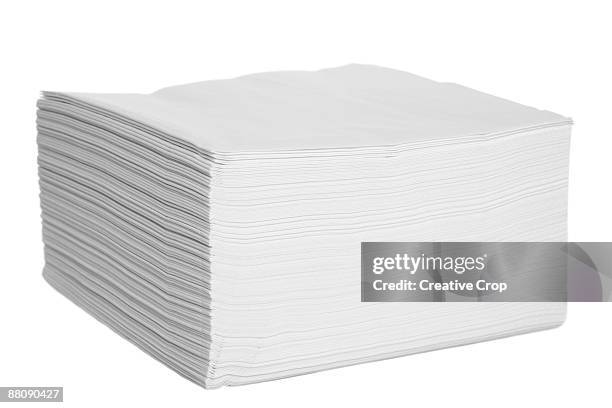 white paper serviettes / napkins stacked - paper napkin stock-fotos und bilder