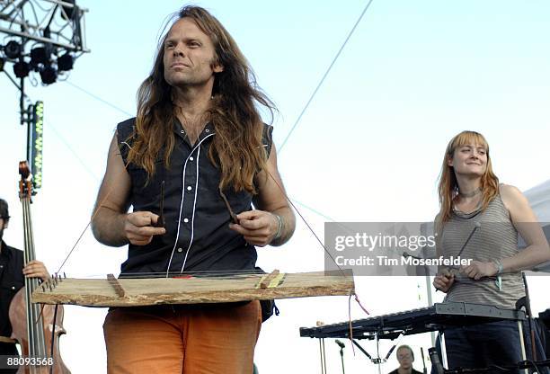 Thor Harris and Kimberly Burke of Shearwater performs as part of the Sasquatch! Music Festival at the Gorge Amphitheatre on May 23, 2009 in Quincy,...