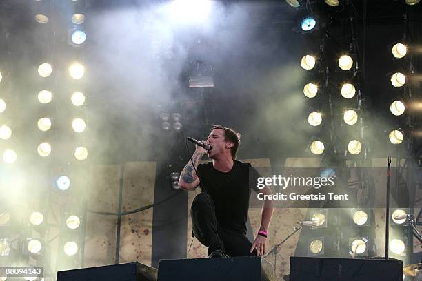 Benjamin Kowalewicz of Billy Talent performs live on day three of the 40th Pinkpop Festival at Megaland on June 1, 2009 in Landgraaf, Netherlands.