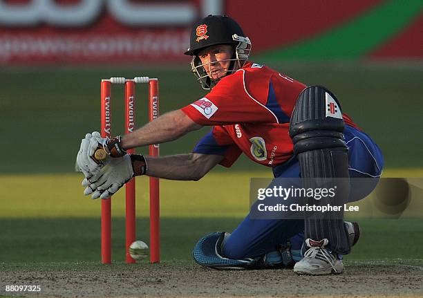 Grant Flower of Essex in action during the Twenty20 match between Essex Eagles and Kent Spitfires at The Ford County Ground on June 1, 2009 in...