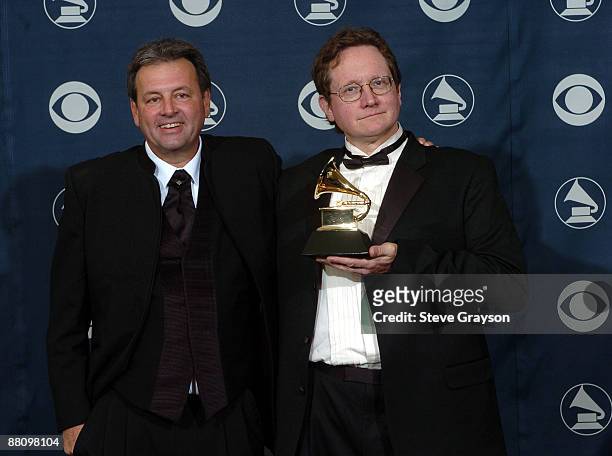 Manager Mike Cacia and Andy Bassford of Toots and the Maytals, winner of Best Reggae Album for "True Love"