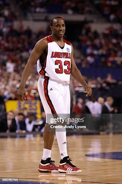 Andre McGee of the Louisville Cardinals walks on the court against the Arizona Wildcats during the third round of the NCAA Division I Men's...