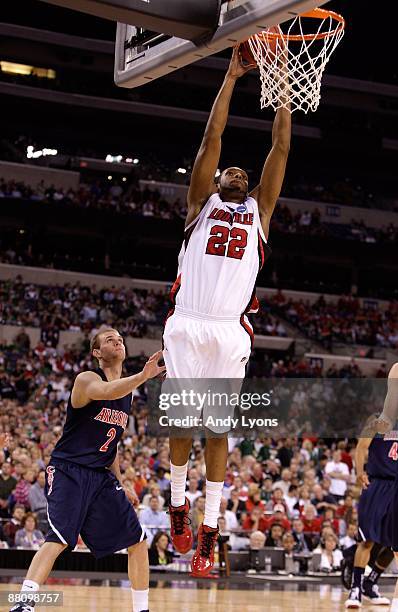 George Goode of the Louisville Cardinals dunks against the Arizona Wildcats during the third round of the NCAA Division I Men's Basketball Tournament...