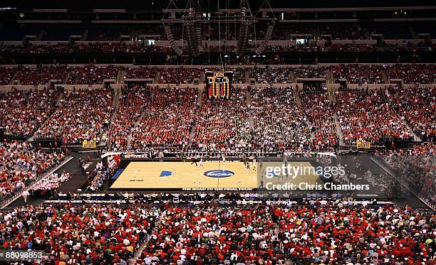 General view of the Louisville Cardinals playing against the Michigan State Spartans during the fourth round of the NCAA Division I Men's Basketball...