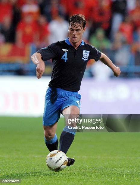 Scott Parker of England in action during the UEFA Euro 2012 Qualifier between Montenegro and England at the City Stadium on October 07, 2011 in...