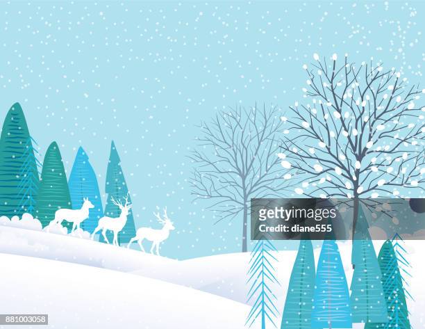 Cute Cartoon Winter Landscape In The Snow High-Res Vector Graphic - Getty  Images