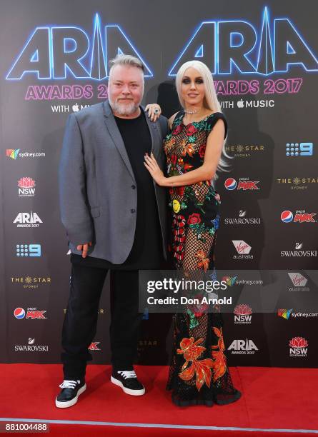 Kyle Sandilands and Imogen Anthony arrive for the 31st Annual ARIA Awards 2017 at The Star on November 28, 2017 in Sydney, Australia.