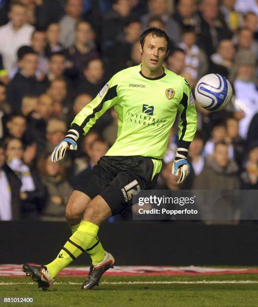 Paul Rachubka of Leeds United in action during the Npower Championship match between Birmingham City and Leeds United at St Andrews on October 26,...