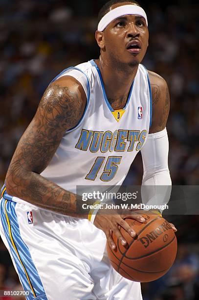 Playoffs: Denver Nuggets Carmelo Anthony during free throw vs Los Angeles Lakers. Game 3. Denver, CO 5/23/2009 CREDIT: John W. McDonough