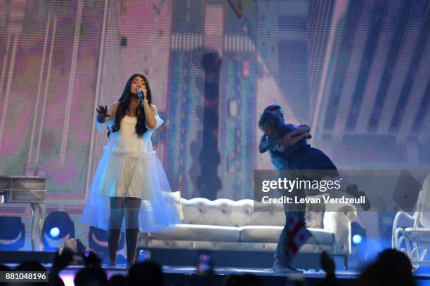 Polina Bogusevich of Russia performs during Junior Eurovision Song Contest 2017 at New Sports Palace on November 26, 2017 in Tbilisi, Georgia.