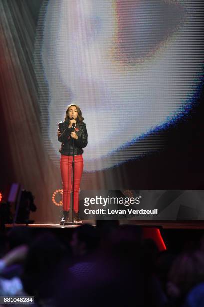 Maria Iside Fiore of Italy performs during Junior Eurovision Song Contest 2017 at New Sports Palace on November 26, 2017 in Tbilisi, Georgia.