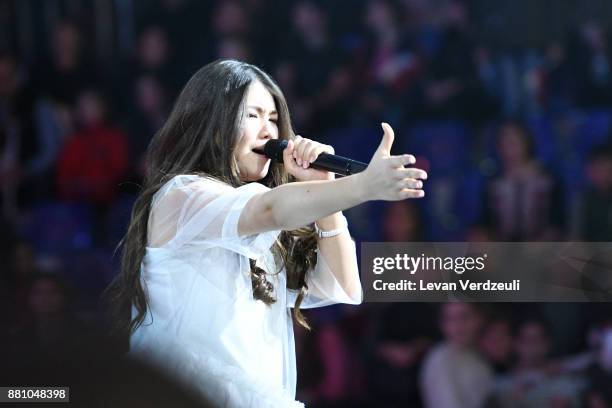 Polina Bogusevich of Russia performs during Junior Eurovision Song Contest 2017 at New Sports Palace on November 26, 2017 in Tbilisi, Georgia.