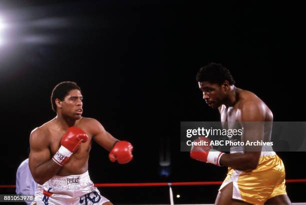 Renaldo Snipes, Greg Page boxing at Dunes, May 20, 1983.