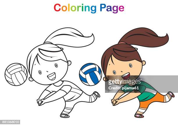 145 Volleyball Cartoon High Res Illustrations - Getty Images