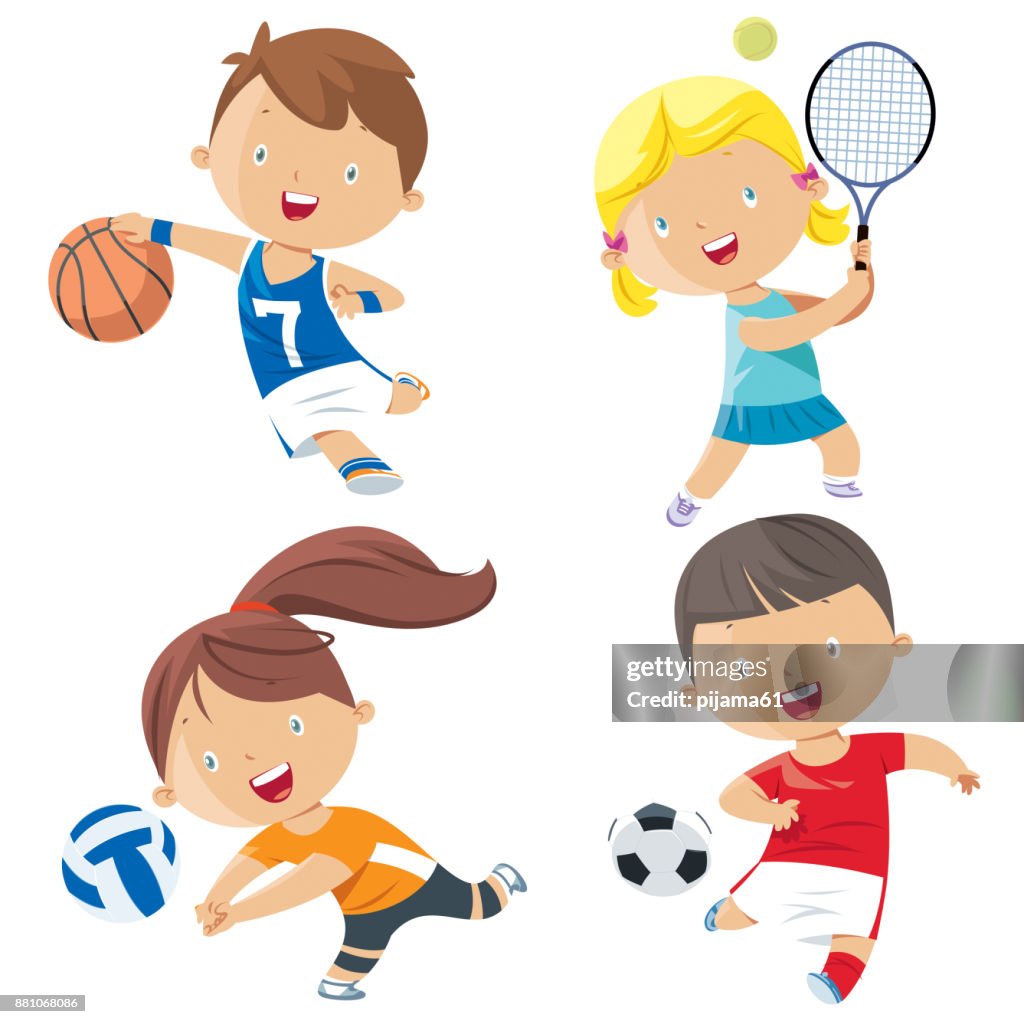 Cartoon Kids Sports Characters High-Res Vector Graphic - Getty Images