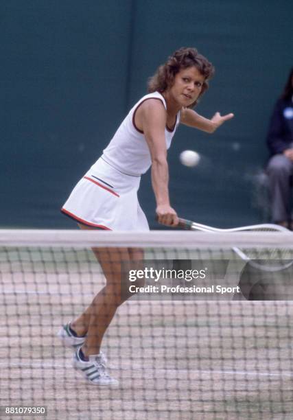 Evonne Goolagong Cawley of Australia in action during the Wimbledon Lawn Tennis Championships at the All England Lawn Tennis and Croquet Club, circa...