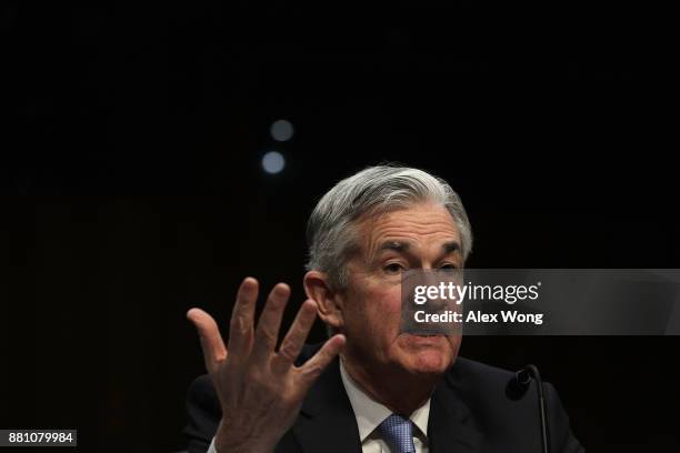 Chairman of the Federal Reserve nominee Jerome Powell testifies during his confirmation hearing before the Senate Banking, Housing and Urban Affairs...