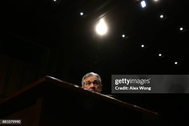 Chairman of the Federal Reserve nominee Jerome Powell testifies during his confirmation hearing before the Senate Banking, Housing and Urban Affairs...