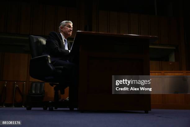 Chairman of the Federal Reserve nominee Jerome Powell testifies during his confirmation hearing before the Senate Banking, Housing and Urban Affairs...