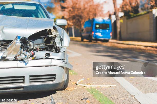 car accident - car crash scene stock-fotos und bilder