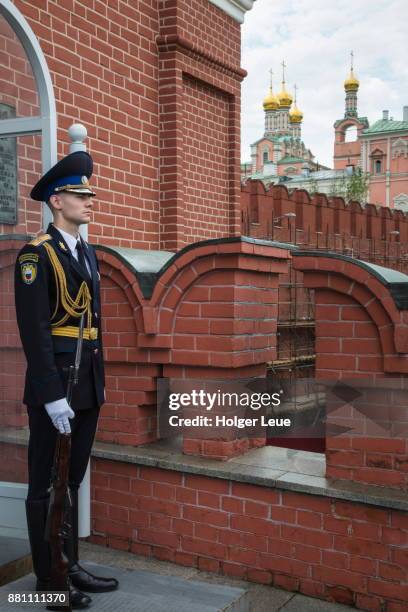 guard at moscow kremlin entrance, moscow, russia - sentry box ストックフォトと画像