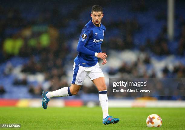 Kevin Mirallas of Everton runs with the ball during the UEFA Europa League group E match between Everton FC and Atalanta at Goodison Park on November...