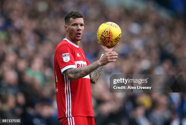 Marvin Johnson of Middlesbrough during the Sky Bet Championship match between Leeds United and Middlesbrough at Elland Road on November 19, 2017 in...