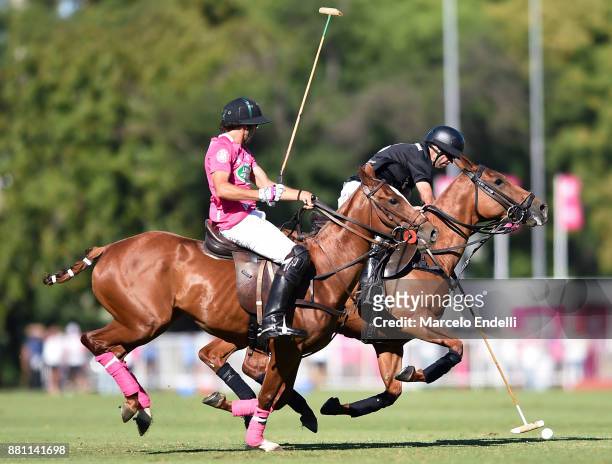 Facundo Pieres of Ellerstina competes for the ball with Hilario Ulloa of Alegria during a match between Ellerstina and Alegria as part of the HSBC...