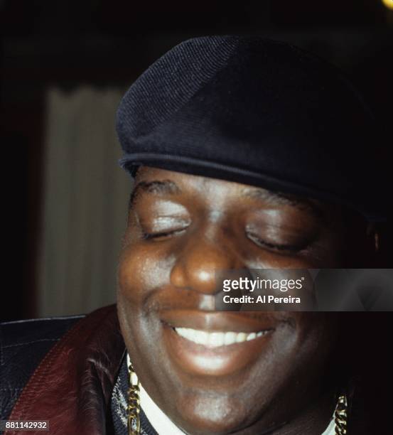 The Notorious B.I.G. Aka Biggie Smalls poses for a portrait in 1994 in New York City, New York.