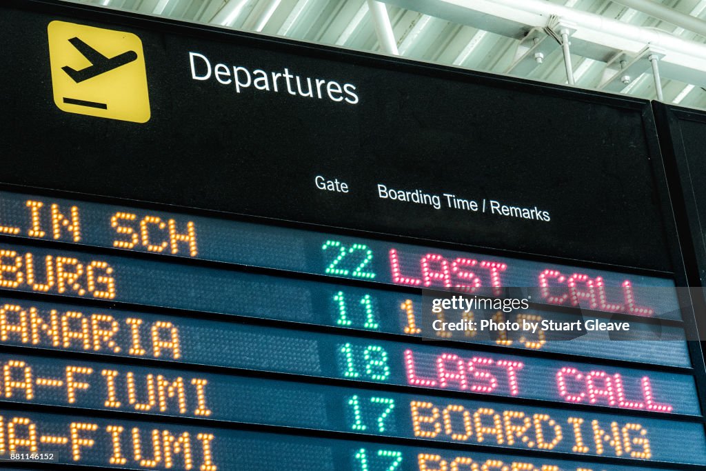 Airport departures board