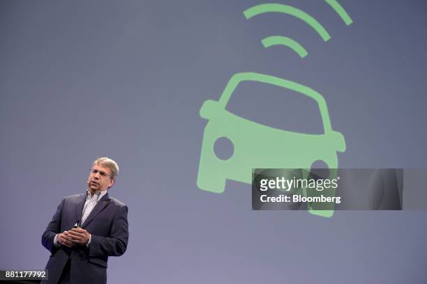 Tom Gebhardt, chairman and chief executive officer at Panasonic Corp. Of North America, speaks during AutoMobility LA ahead of the Los Angeles Auto...