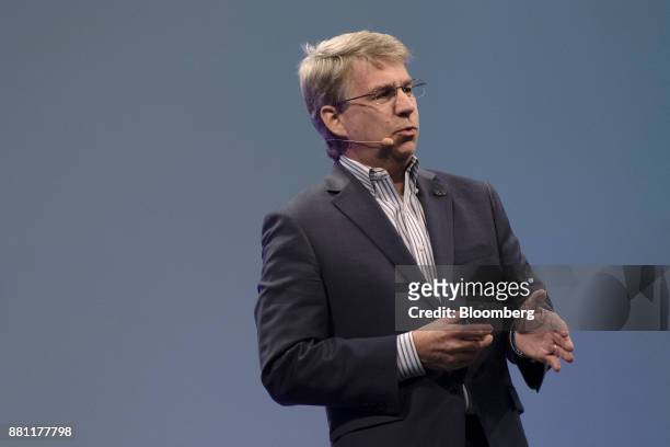 Tom Gebhardt, chairman and chief executive officer at Panasonic Corp. Of North America, speaks during AutoMobility LA ahead of the Los Angeles Auto...