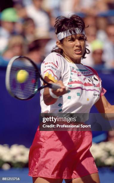 Gigi Fernandez of the USA in action during the US Open at the USTA National Tennis Center, circa September 1991 in Flushing Meadow, New York, USA.