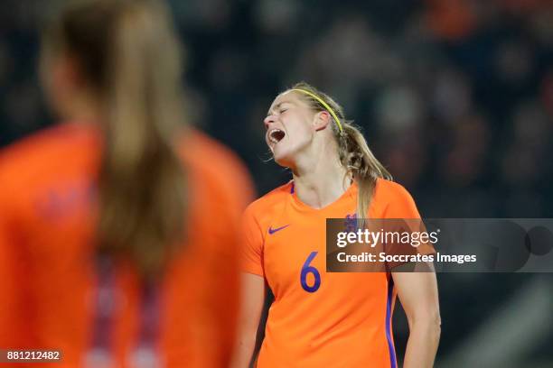 Anouk Dekker of Holland Women during the World Cup Qualifier match between Holland v Republic of Ireland at the Goffert Stadium on November 28, 2017...