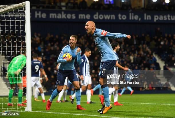 Jonjo Shelvey of Newcastle United celebrates the 2nd Newcastle goal during the Premier League match between West Bromwich Albion and Newcastle United...