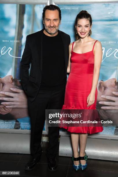 Actors Gilles Lellouche and Maria Valverde attends the 'Plonger' Premiere at Mk2 Bibliotheque on November 28, 2017 in Paris, France.