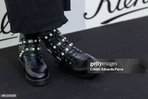 Katy Sainz, boots detail, attends the 'Redondea sonrisas' photocall at Kiehl's store on November 28, 2017 in Madrid, Spain.