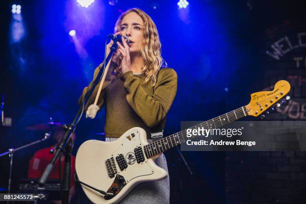 Isabel Munoz-Newsome of Pumarosa performs at Brudenell Social Club on November 28, 2017 in Leeds, England.